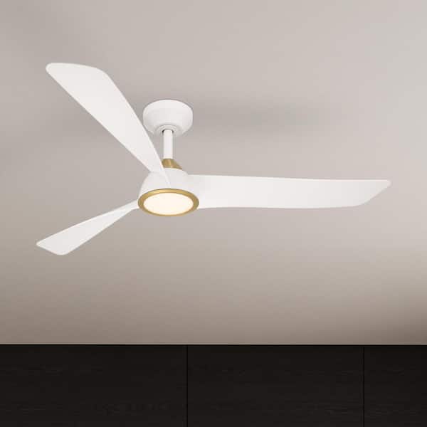 Hermosa 52 in. Indoor/Covered Outdoor Matte White Modern Ceiling Fan with Integrated 5CCT LED with Remote Control