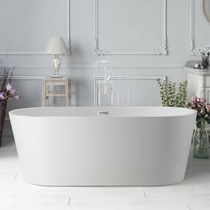 Bordeaux 59 in. Acrylic Flatbottom Freestanding Bathtub in White