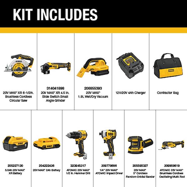 20V Lithium-Ion Cordless 6-Tool Combo Kit and Wet/Dry Vac with 5 Ah and 2 Ah Batteries Charger and Rolling Toolbox