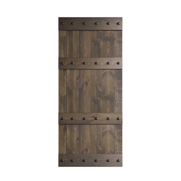 Castle Series 36 in. x 84 in. Smoky Gray Finish Knotty Pine Wood Barn Door Slab