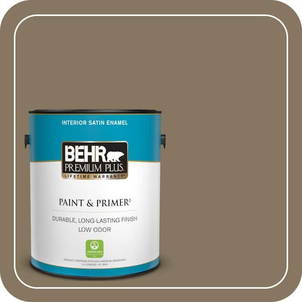 BEHR PREMIUM PLUS 1 gal. #N310-6 Palm Desert Satin Enamel Low Odor Interior Paint & Primer
