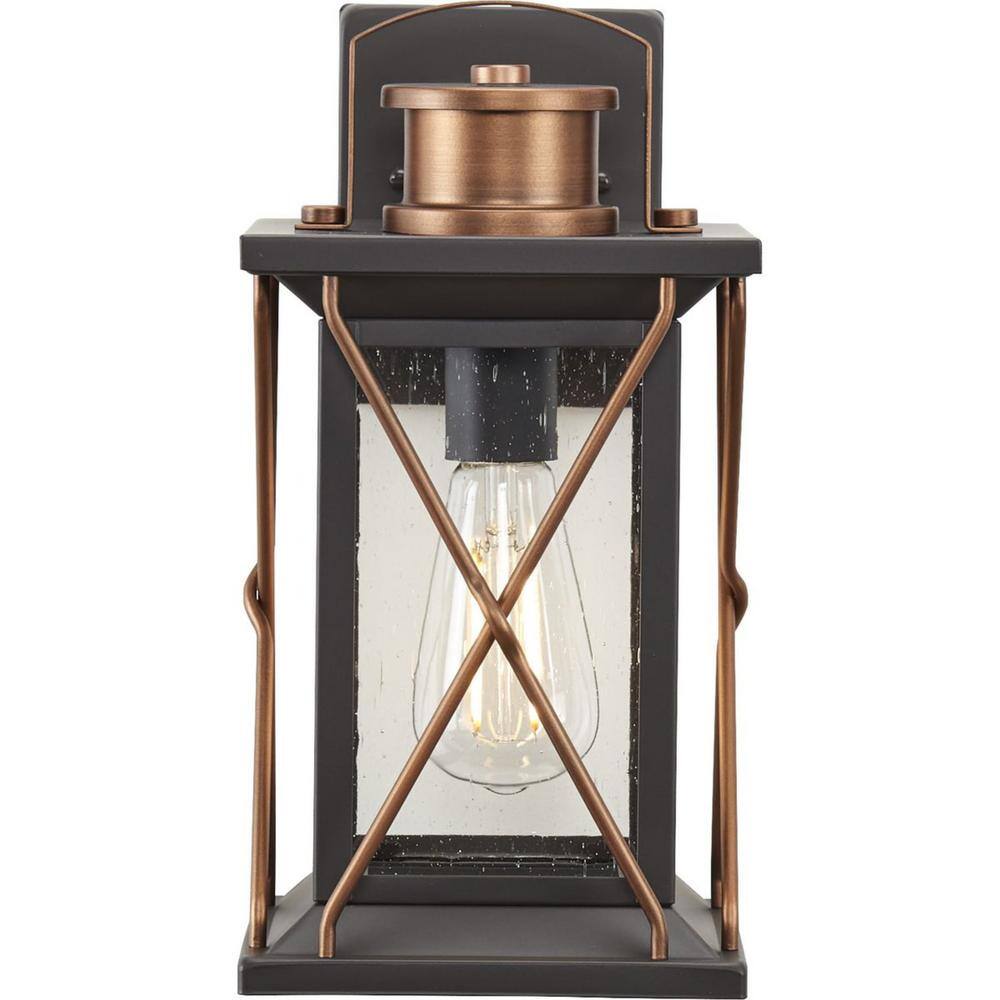 Barlowe Antique Bronze Seeded Glass Outdoor Wall Lantern