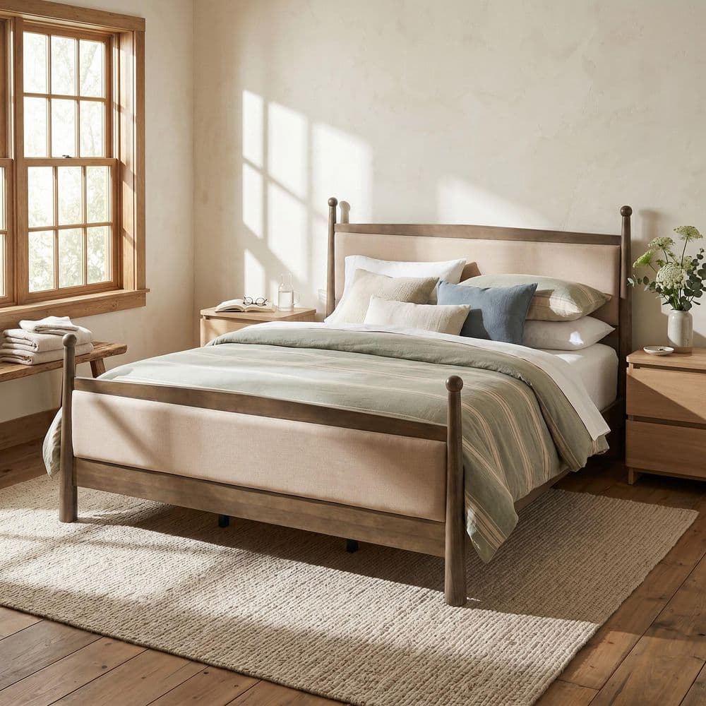 CHRISTOPHER KNIGHT HOME Candy Antique Oak Plus Beige Wood Frame King ...