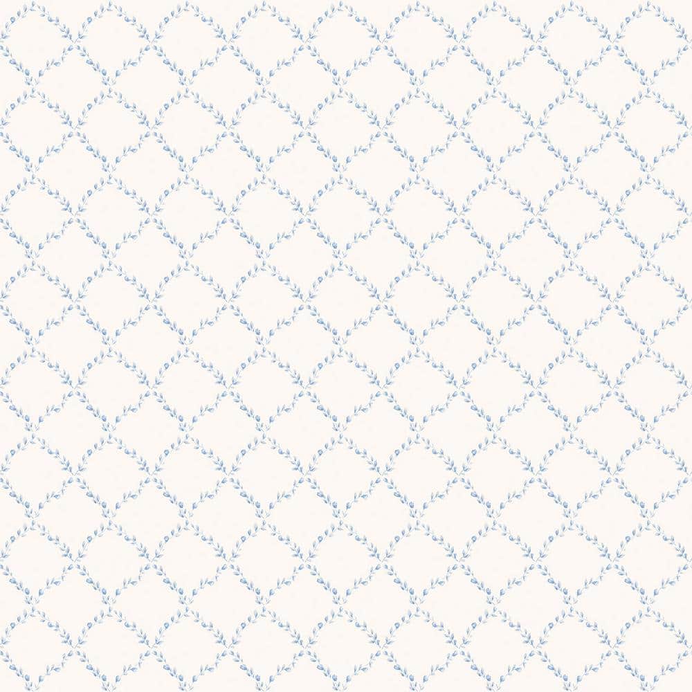 Miniatures 2 Blue/White Geometric Floral Trellis Design Matte Finish Non-Pa