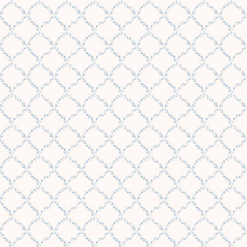 Miniatures 2 Blue/White Geometric Floral Trellis Design Matte Finish Non-Pa
