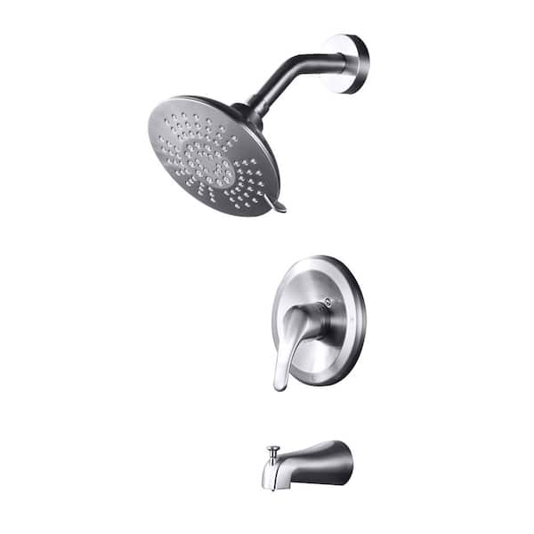 IVIGA Single Handle 5-Spray Tub and Shower Faucet 1.8 GPM in. Brushed Nickel (Brass Valve Included)