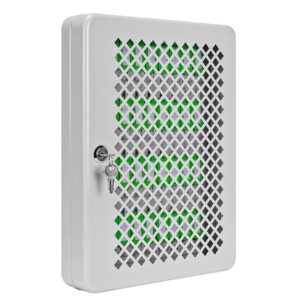 Gray Steel 40-Key Lock Box with Green Tags