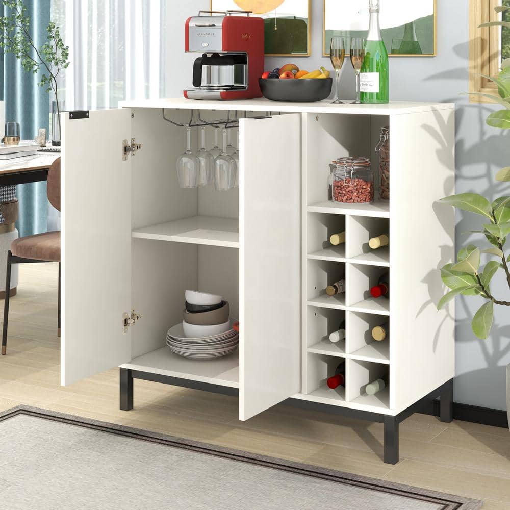 White Kitchen Island Sideboards Buffets Coffee Bar with Wine
