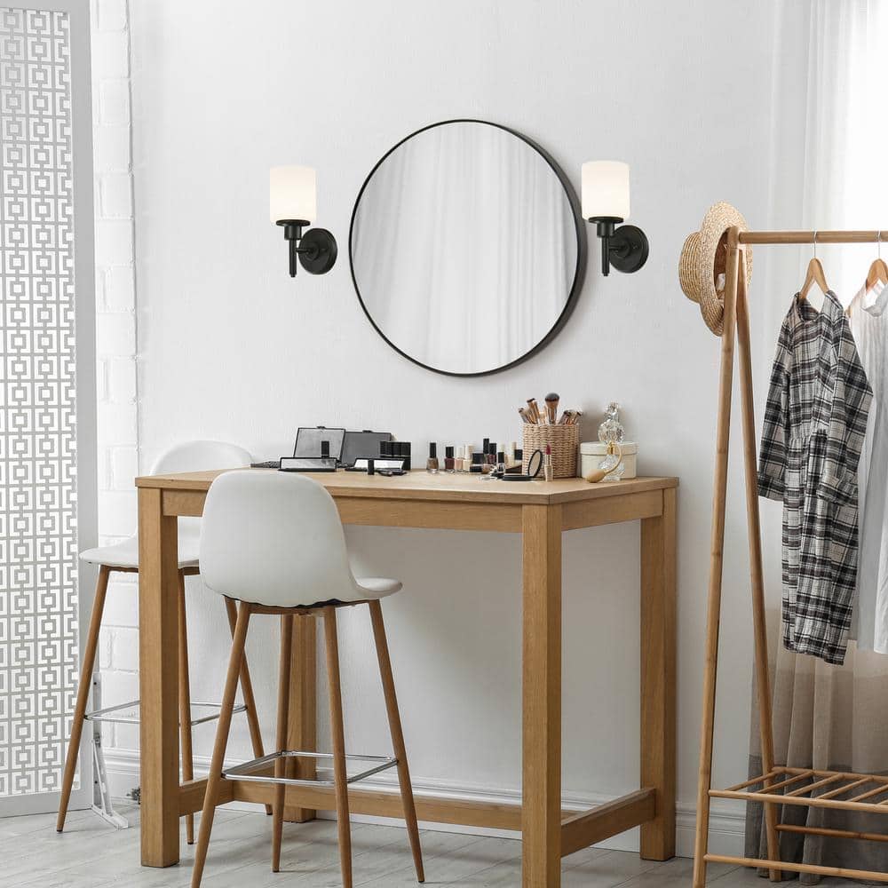 Kenna 24-Inch Round Silver Wood Vanity Mirror