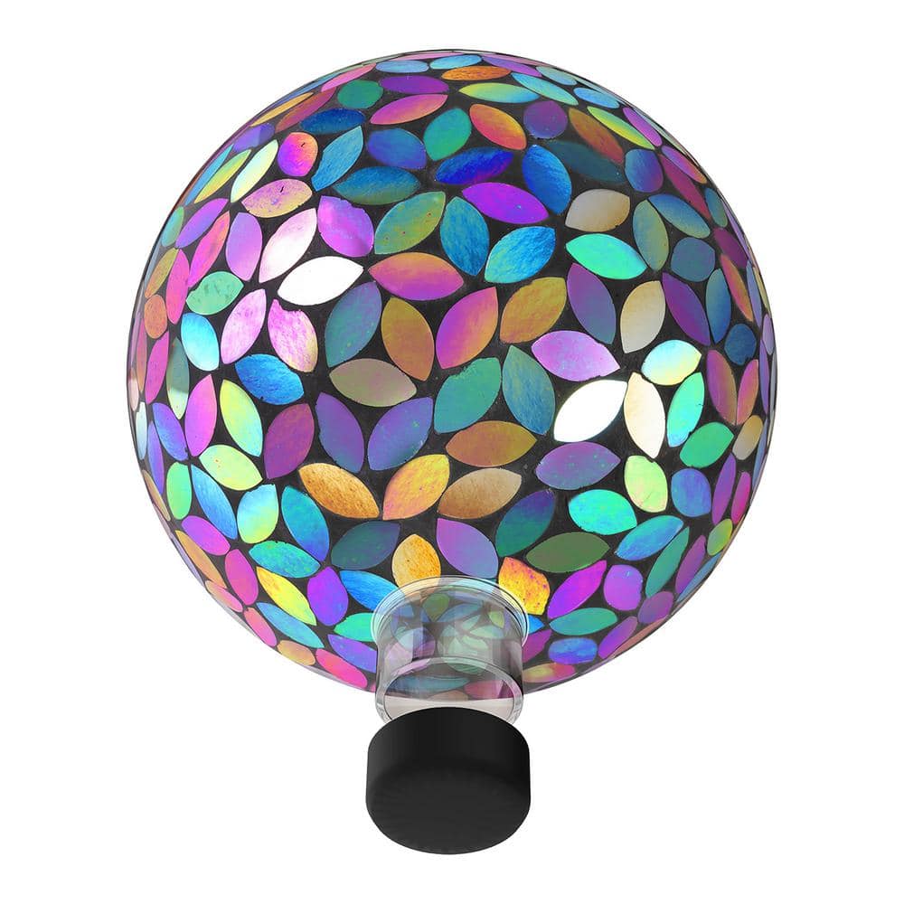Purple Iridescent Mosaic Glass Gazing Globe, 10" Diameter