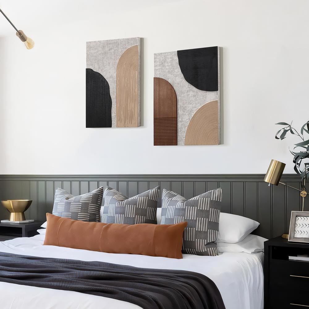 Earth Tone Abstract Mixed Media Canvas Wall Art Set