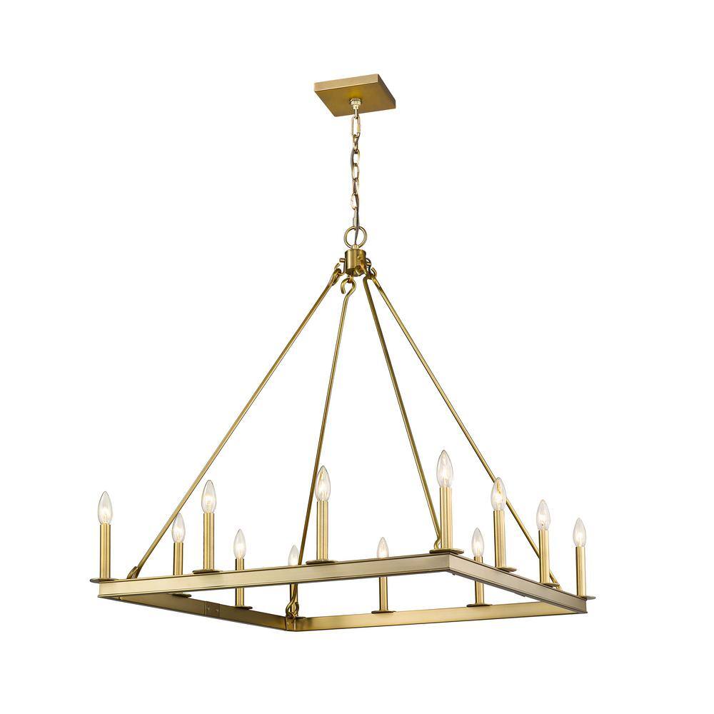 Barclay 12-Light Olde Brass Chandelier with No Shade