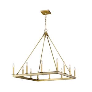 Barclay 12-Light Olde Brass Chandelier with No Shade