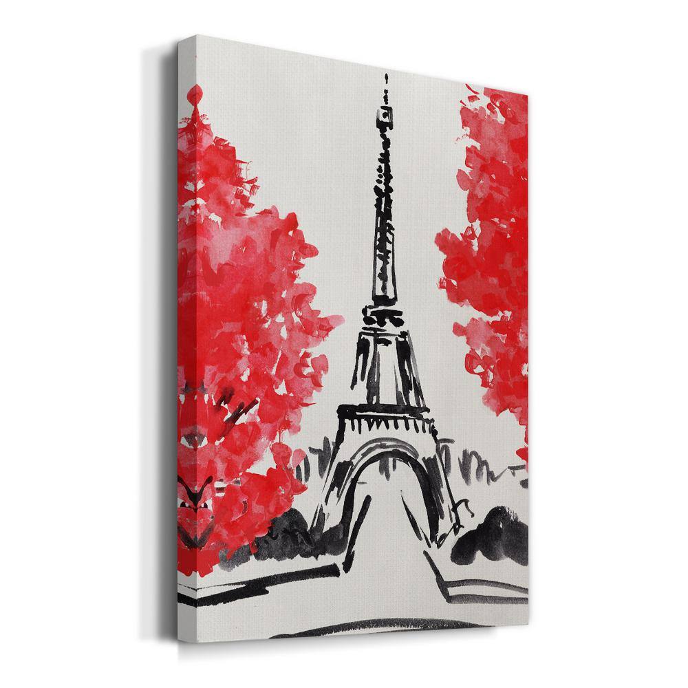 Eiffel Tower Red and Black Canvas Art with Solid Wood Frame