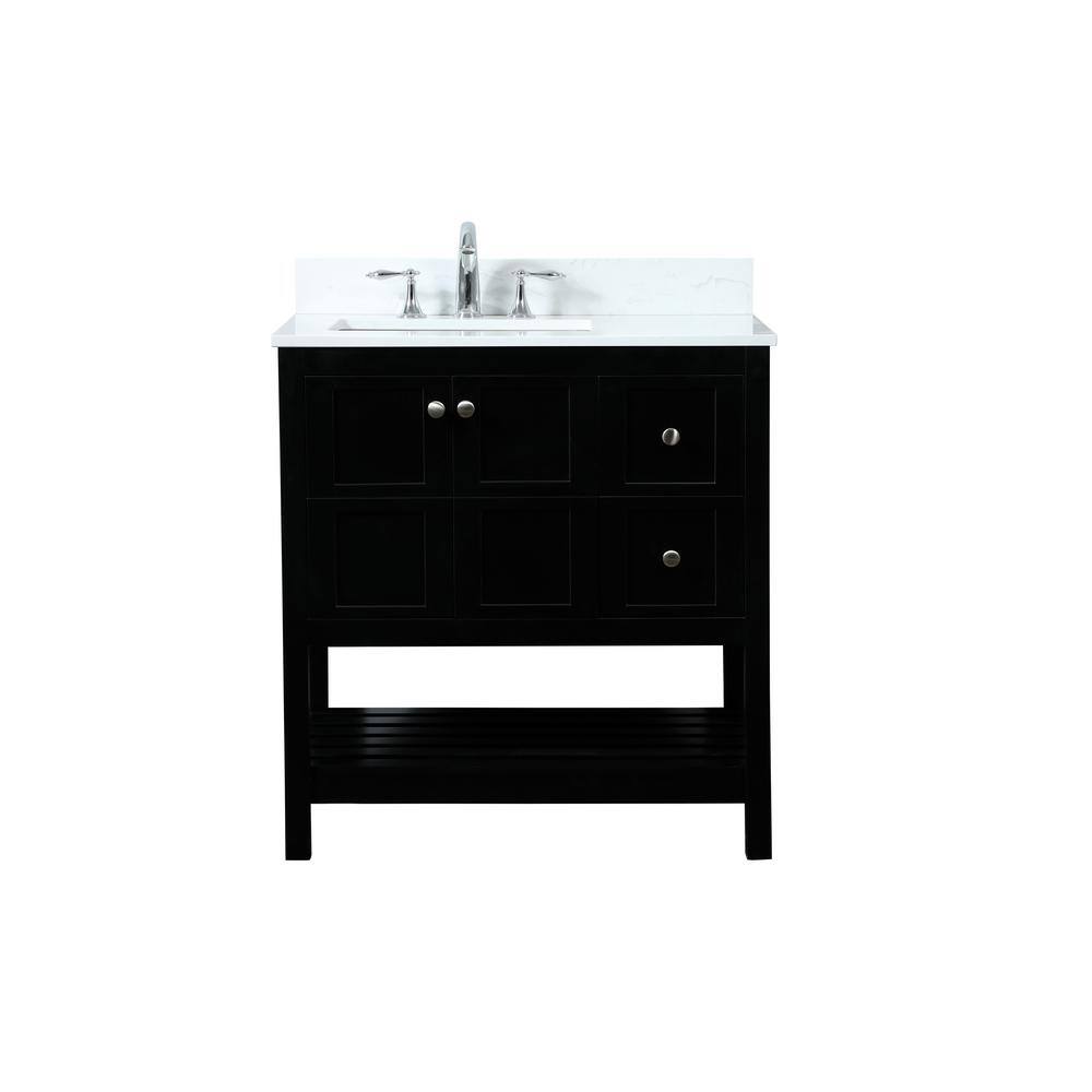Simply Living 32 in. W x 22 in. D x 34 in. H Bath Vanity in Black with Cala