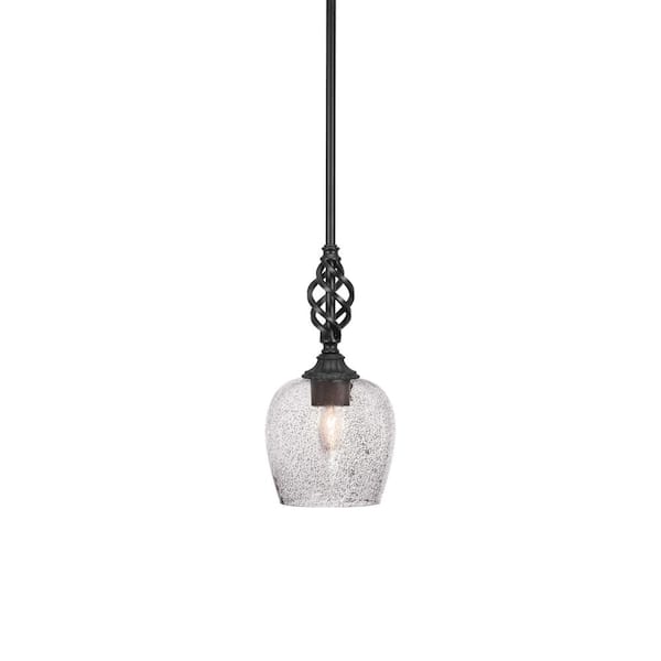 Unbranded Bridgewater 100 W 1-Light Matte Black Standard Mini Pendant Light with Glass Shade