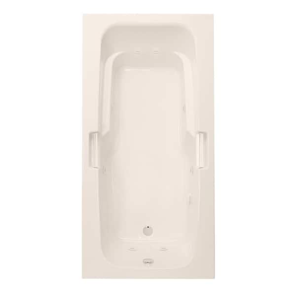 Aquatic Montrose 72 in. Acrylic Drop-In Whirlpool Reversible Drain Rectangular Bathtub in Biscuit