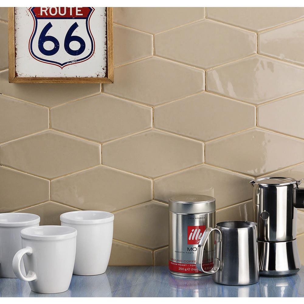 Bolton Beige Polished Hexagonal Ceramic Wall Tile