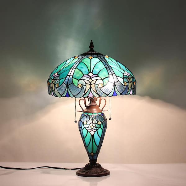 VINPLUS 24 in. Dark Bronze Tiffany Style Table Lamp Antique Desk