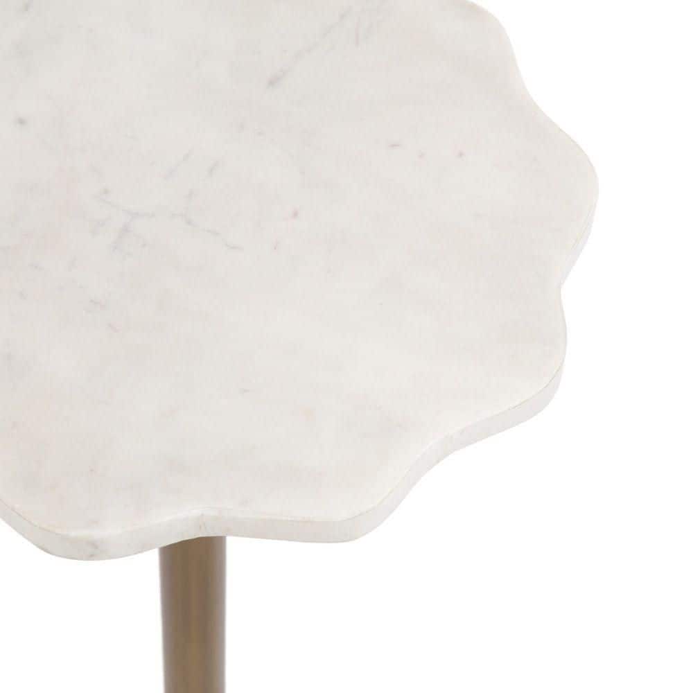 Sanzo 10 in. Gold Scalloped Marble End Table - thumbnail 2