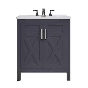 Stufurhome Hathaway 30 in. x 34 in. Grey Engineered Wood Laundry Sink