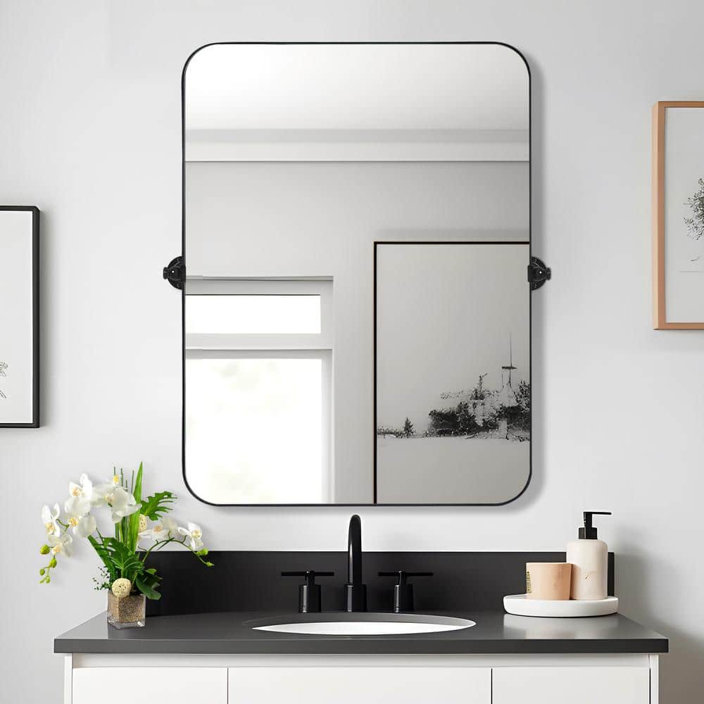24 in. W x 32 in. H Rectangular Metal Framed Pivoted Bathroom Wall Vanity M