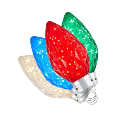12 ft. 120-Light Warm White LED Multi Colored Twinkling C Bulbs (4-Light)