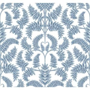 60.75 sq ft Blue Royal Fern Damask Pre-Pasted Wallpaper