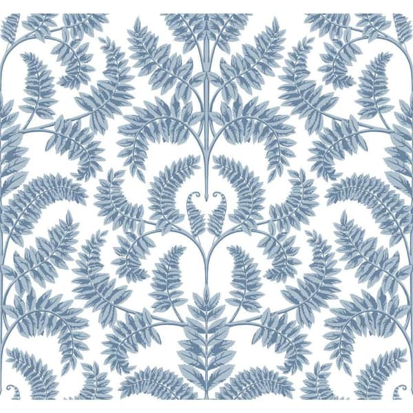 York Wallcoverings 60.75 sq ft Blue Royal Fern Damask Pre-Pasted Wallpaper