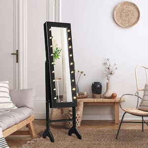 Black MDF Jewelry Cabinet Organizer with 18 LED lights