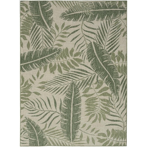 Nourison Garden Oasis Ivory Green 6 ft. x 9 ft. Nature-inspired Contemporary Area Rug