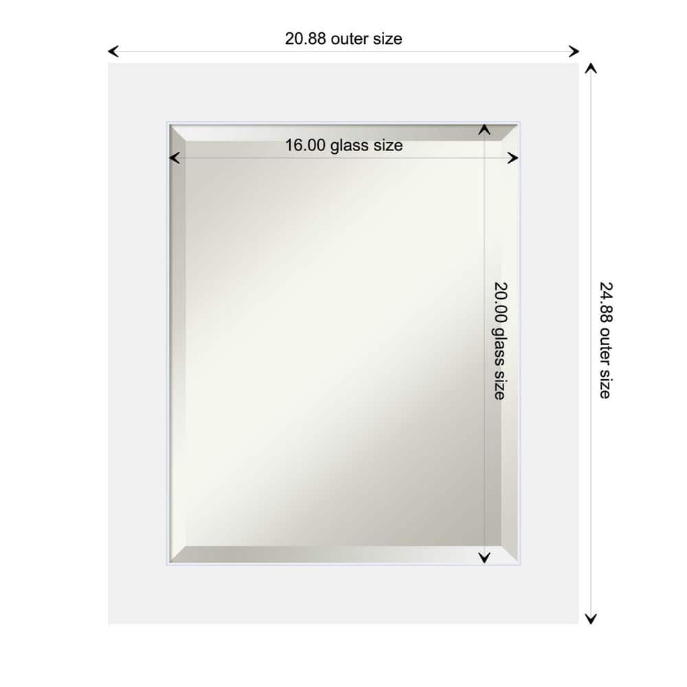 Corvino White Rectangular Wood Bathroom Wall Mirror 21 x 25 in