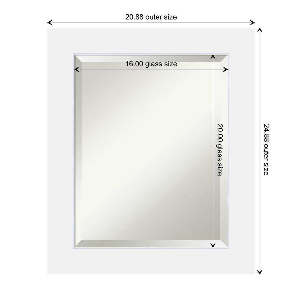 Corvino White Rectangular Wood Bathroom Wall Mirror 21 x 25 in
