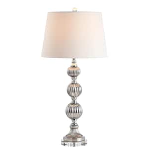 Vivienne 31 in. Triple Sphere Glass/Crystal LED Table Lamp, Smoked Grey