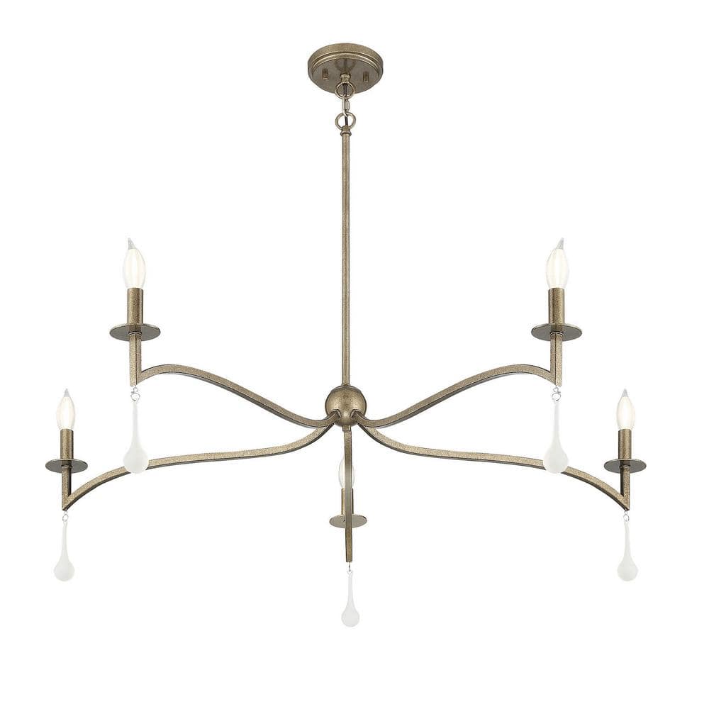Laramie 5-Light Chelsea Gold Chandelier with Crystal Drops