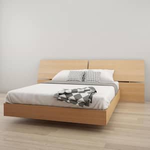 Fiji Natural Maple Queen Size Platform Bed and Panoramic Headboard