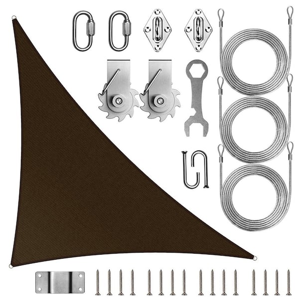 16 ft. x 16 ft. x 22 ft. Right Triangle Sun Shade Sail Canopy with Hardware TAWAL-Brown