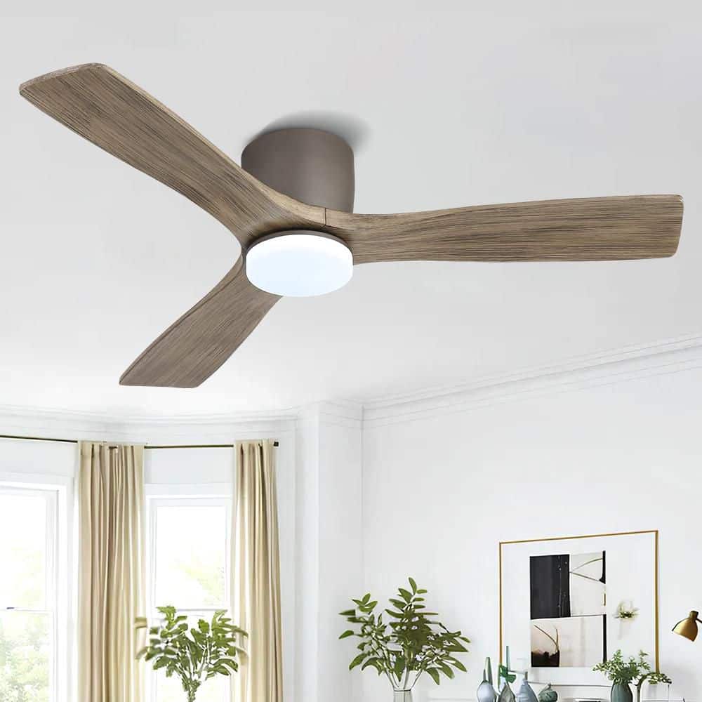 48 in. 3 Blades DC Motor Indoor Flush Mount Ceiling Fan with Light Kit And Remote Gray price history on PriceWatchPro