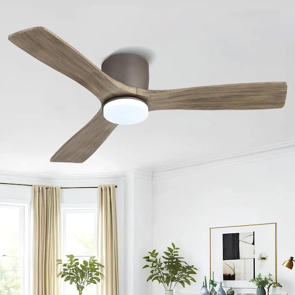 48 in. 3 Blades DC Motor Indoor Flush Mount Ceiling Fan with Light Kit And Remote Gray