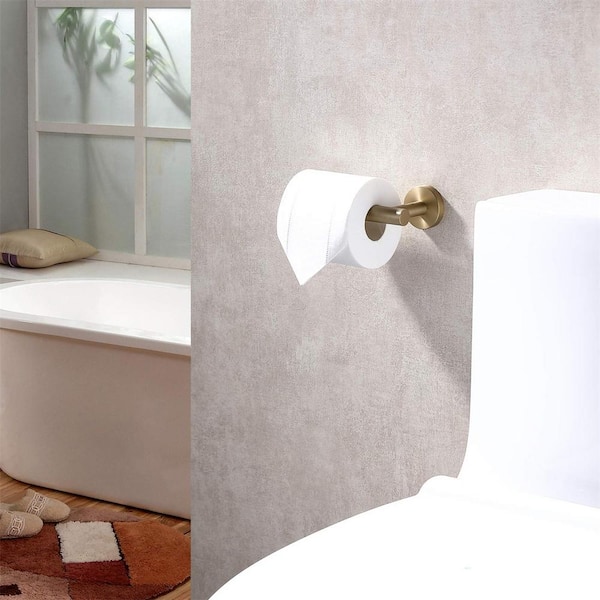 Tileon Wall-Mount Single Post Toilet Paper Holder in Brushed Gold