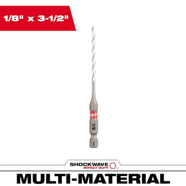 Milwaukee 1/8 in. x 2 in. x 3-1/2 in. SHOCKWAVE Carbide Multi-Material Drill Bit