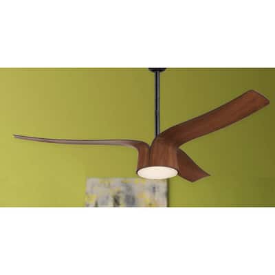 Triangle Flow 52 in. Integrated LED Indoor Matte Black Ceiling Fan with CCT and Remote Included