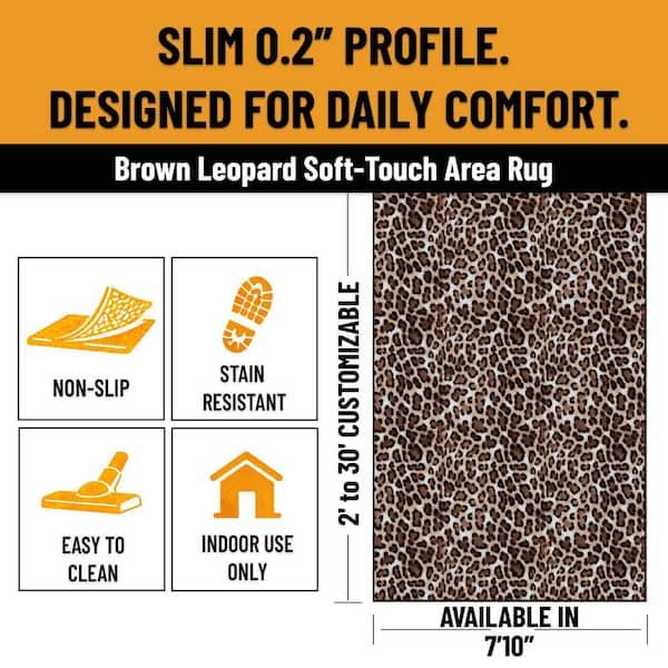 Runner Rug 3 ft. x 8 ft.-Soft Non-Slip Runner for Hallway, Kitchen, Bathroom and Entryway, Leopard