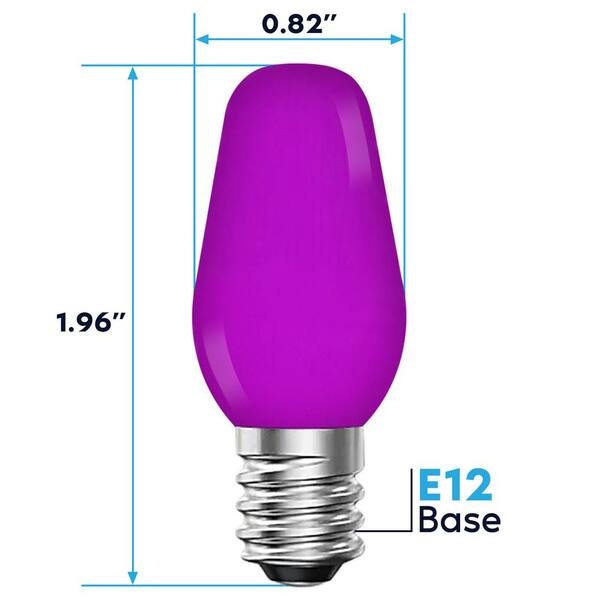 LUXRITE 0.5-Watt C7 LED Purple Replacement String Light Bulb