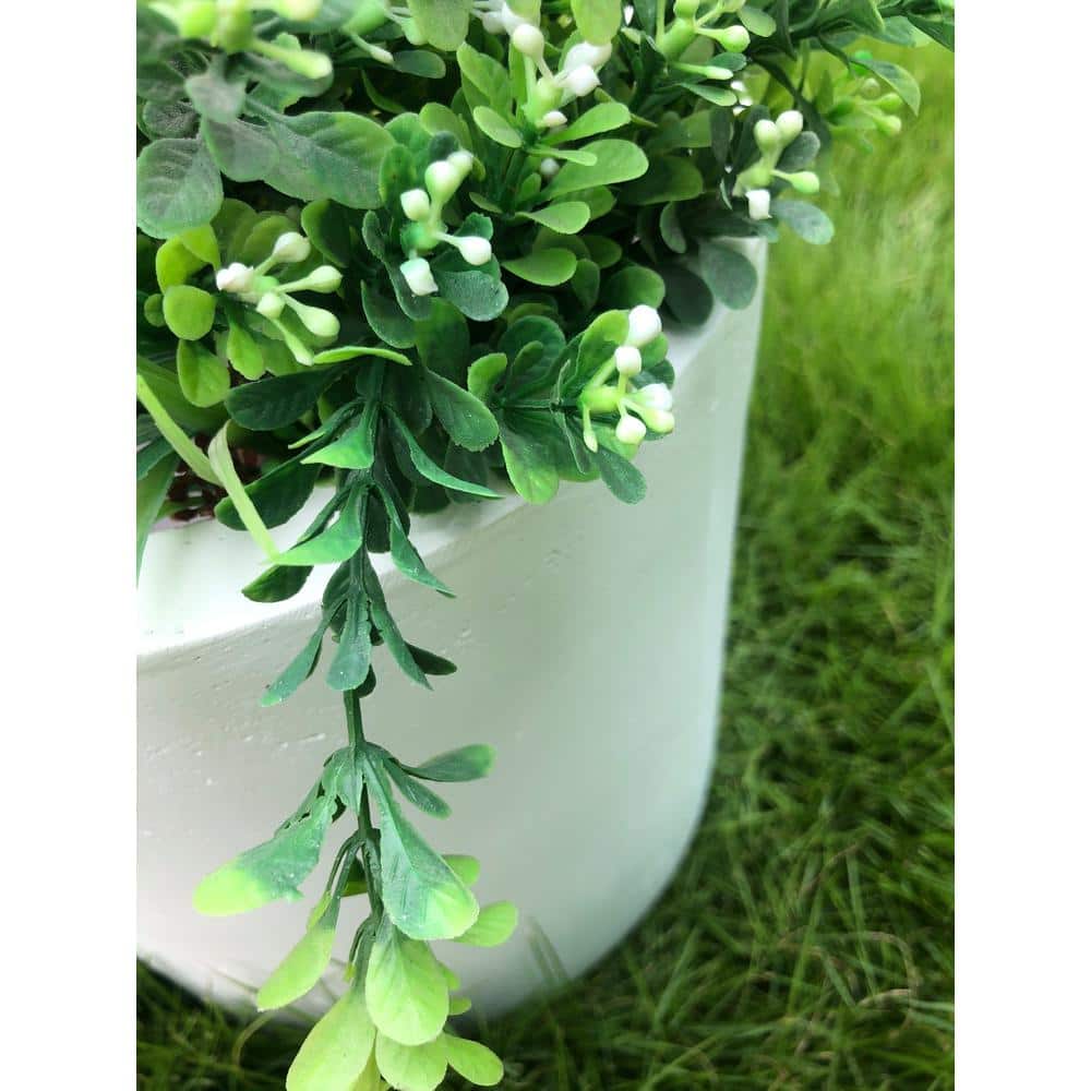 Set of 3 Pure White Lightweight Concrete Cylinder Planters