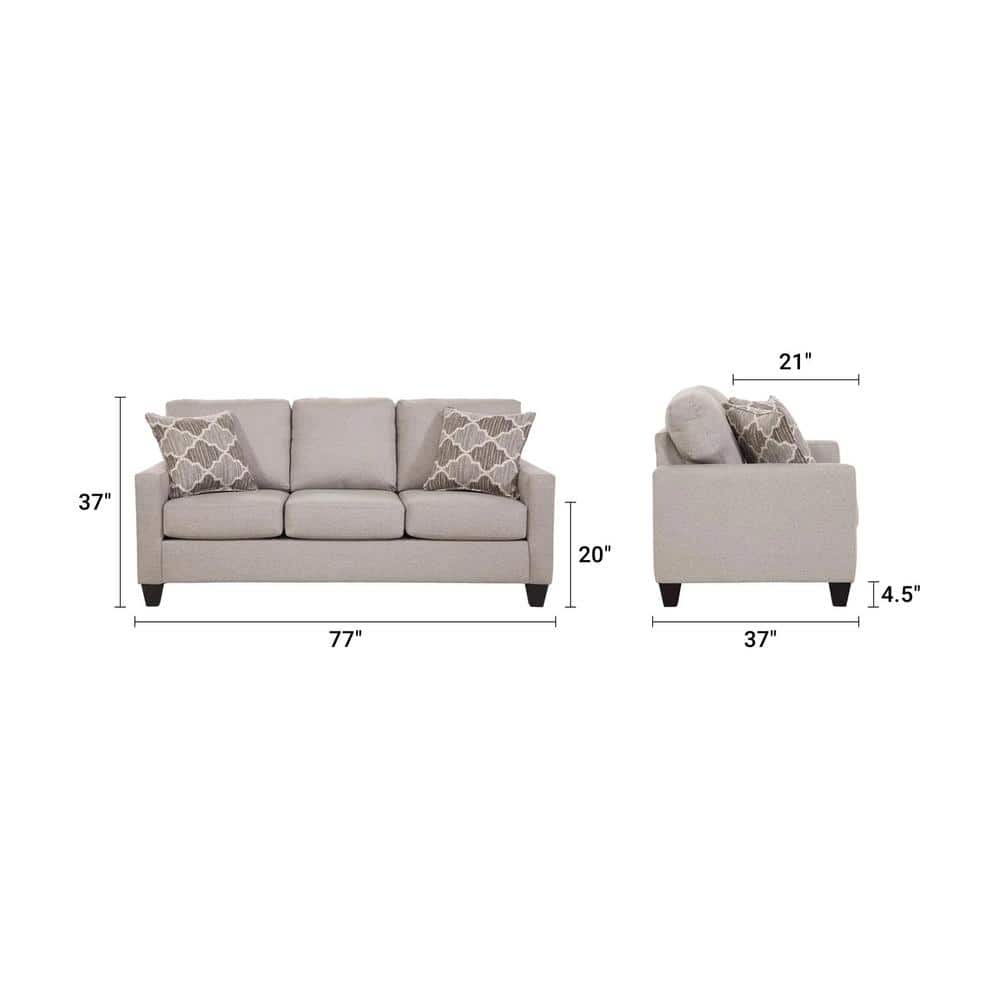 Queen Brown Linen Track Arm Sleeper Sofa with Pillows