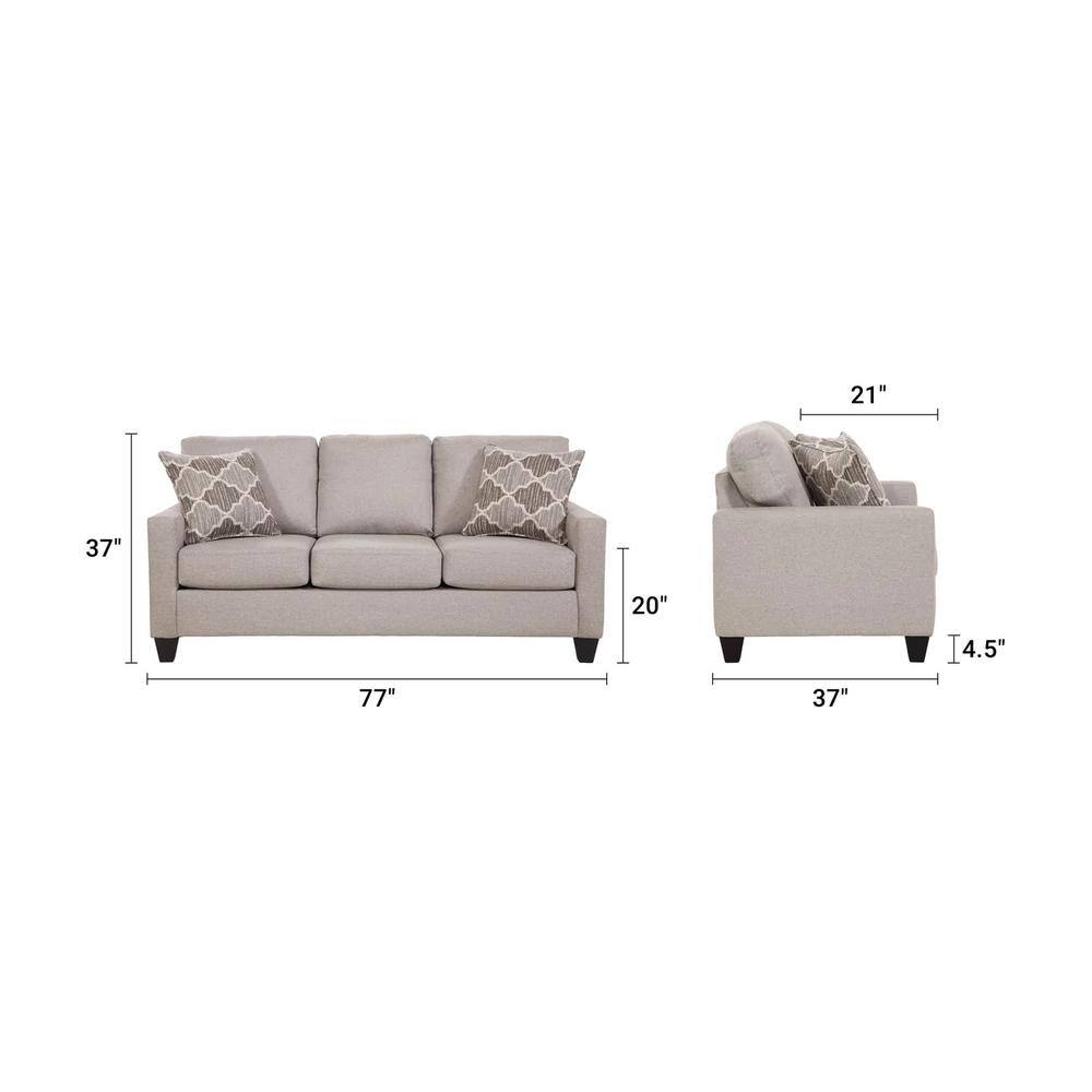 Gray Linen Apartment Sofa with Moroccan Accent Pillows