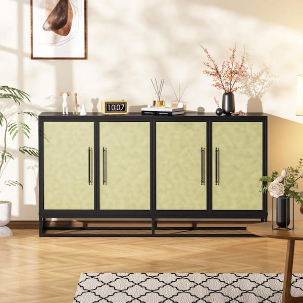 61.5 in. W Accent Storage Cabinets with Adjustable Shelves, Wood Buffet Sideboard for Kitchen and Living Room, Green