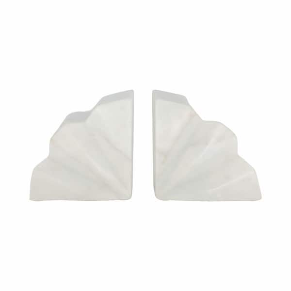 Liv & Skye White Semi Circle Marble Bookends (Set of 2)