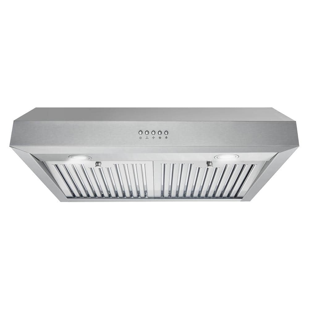 Cosmo 30 in. Ducted Under Cabinet Range Hood in Stainless Steel with LED Lighting and Permanent Filters, Silver
